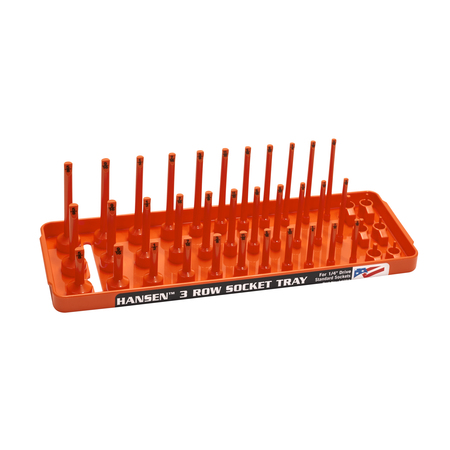HANSEN Fractional Three Row Socket Tray for 1/4" Drive Sockets, Orange 14053